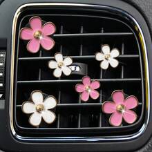 6pcs Alloy Daisy Car Air Vent Fragrance Clip Car Air Conditioner Decor - A - View 3