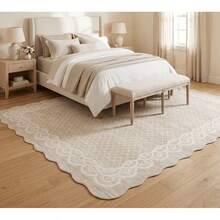 1pc Lace Trim Asymmetrical Area Rug, Living Room Carpet, Rug, Area Rug, Large Rug, Floor Mat, Living Room Large Carpet - Multicolor - View 3