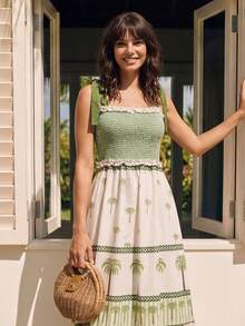 CAJUNI Women Long Jumper Dress With Spaghetti Straps, Fashion For Summer Elegant - Green - View 2