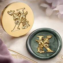 Letter A~Z 3D Embossed Iris Flower Wreath Wax Seal Stamp Head (Handle Not Included, Handle Sold Separately), Initial Wax Seal Stamp Head, Thickened Brass Stamp Head - Single Piece - View 19