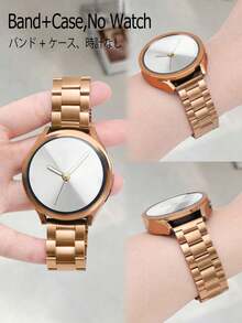 Huastonband 適用於 Galaxy Watch 4 40mm 44mm 手錶錶帶 - Galaxy Watch 5 40mm 44mm 手錶錶帶，Galaxy 6 / 7 40mm/44mm，一套適用於手錶玫瑰金錶帶錶殼，經典風格搭配，不鏽鋼金屬三節鏈錶帶配軟殼，男女通用智慧手錶配件，適合送給朋友、聚會、派對、商務活動和日常配戴 - 玫瑰金 - 查看 6