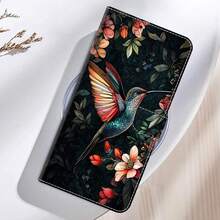GLANDOTU Leather Floral Creative Colorful PU Leather Wallet Phone Case With Bird & Flower Pattern Compatible With Samsung Galaxy, Folding Edge Design With Card Slots And Lanyard, International Version, Not The Domestic Version Spring - Multicolor - View 4