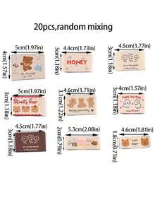 20pcs 18-53mm Random Mixed Pattern Bear/Cat/Dog/Flower/HONEY Labels For DIY Personalized Clothing/Hat/Backpack/Headwear/Doll Decoration Sewing Accessories - Multicolor - View 2