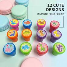 12pcs Mini Colorful Animal Pattern Stamps For Kids, Ocean Animals, Dinosaurs, Farm Animals, Creative Animal Stamps, Suitable For Back To School, Creative Doodling And Art Painting, Learning Rewards, Campus Rewards, Birthday Gifts - Multicolor - View 6