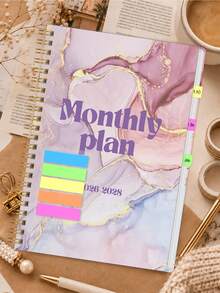 Planejador Mensal de 24 Meses 2026-2028, Organizador de Agenda com Mármore Rosa com Grande Espaço para Escrita, Seção de Notas & Abas Coloridas para Casa, Acessórios de Mesa de Escritório, Cadernos de Notas para Escola, Acessórios de Professor, Presentes de Halloween - Retângulo - Visão 2