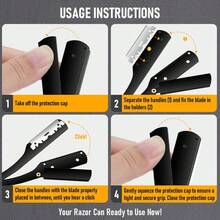 Foldable Razor Old-Fashioned Razor Manual Shaver For Men And Women Shaving Face Scraper Barber Shaving Artifact Beard Blade 1 Handle+20 Blades - Multicolor - View 5