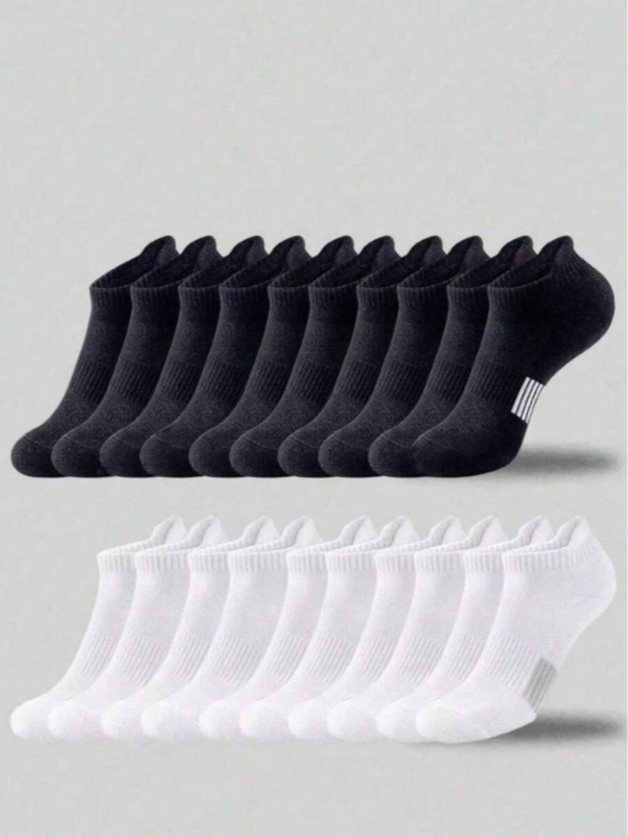 1/510/20 Pairs Minimalist Unisex Socks, Comfortable Casual All-Season Versatile Couple Short Socks - Multicolor - View 1