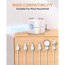 6-Pack Magnetic Clips, Smooth Adjustable Adhesive Cord Organizer, Desk Management Wire Holder Keeper Cables Nightstand Home Office Desk Car Phone Wall Desktop(WhiteC) - C - View 3