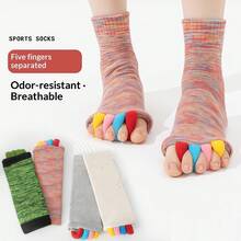 1PC Women Open Toe Five Finger Split Yoga Socks, Colorful Separate Toe Bunion Correction Socks, Breathable Deodorant Moisture Wicking Sports Pilates Foot Socks - Toe Socks - View 10