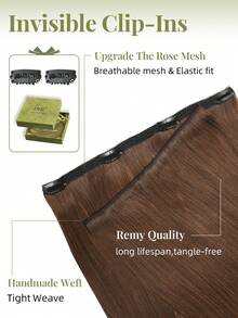 DNE HAIR 7件組 120G 4# 中棕色 雙層隱形夾式人髮接髮 Remy髮 無縫柔軟髮尾 防掉髮 可重複使用 適合細髮 沙龍日常婚禮派對造型 女士與女孩適用 - S4 - 查看 3