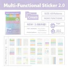 48pcs (24 Designs) Macaron PET Washi Index Sticky Notes, Multi-Line Frame Classification Marker Stickers, INS Stationery, Student Planner, Book Divider, Office Index Tabs - Multicolor - View 10