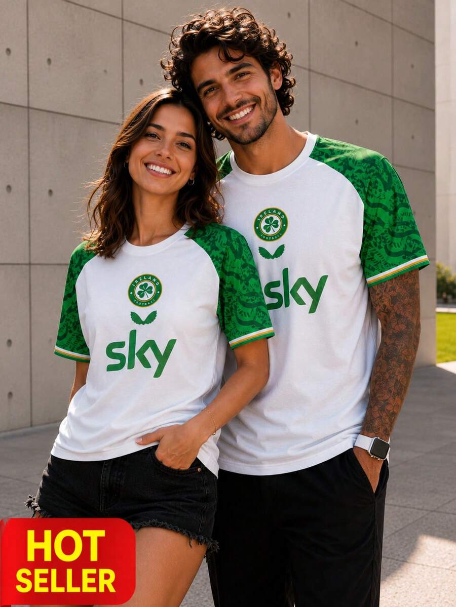 Ireland Style Men's Football Jersey & Lightweight Soft & Match, Training, Casual Wear & Gift & World Cup Sports White Fall