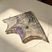 1 pieza Decoración de marco de puerta y ventana con telaraña y araña de Halloween, adorno colgante de acrílico con arañas falsas, cadenas y anillos, decoraciones perfectas de Halloween para la parte superior de puertas y ventanas - multicolor - Ver 2
