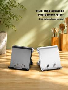 1pc Foldable Portable Phone Stand, Premium ABS Desktop Holder, Adjustable Angle Universal Bracket, Multi-Angle Foldable Desktop Support, Stable Phone Support To Free Your Hands, Suitable For All Smartphone Models And Tablets, Essential For Office And Home Daily Use - A - View 4