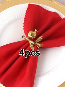 2/4/6 buah Cincin Serbet Motif Delima, Cocok untuk Dekorasi Meja Pesta Pernikahan, Pesta Liburan, Hari Valentine, Hari Thanksgiving, dan Hari Ibu. - MultiWarna - View 6