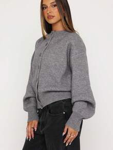 Women's Fashion Long Sleeve Knit Base Layer Top, Autumn/Winter New Soft Gentle Style Loose Sweater - Grey - View 5