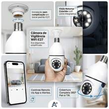 1pc Câmera de segurança inteligente residencial - Câmera sem fio 2k, instalação simples, design com soquete E27, visão noturna colorida, detecção de movimento, áudio bidirecional, sistema de monitoramento inteligente, adequada para uso residencial, comercial e interno. - Câmera Wi-Fi Inteligente 1 peça - Visão 4