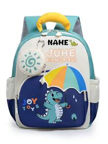 1pc Personalized Back To School Cute Cat & Dinosaur Print Casual Backpack, Zipper Closure Nylon Material, Adjustable Shoulder Straps, Hand-Carry, With Mini Round Coin Purse, Suitable For School, Shopping, Daily Outings, Outdoor Trips, Birthday Gift - Multicolor - View 26