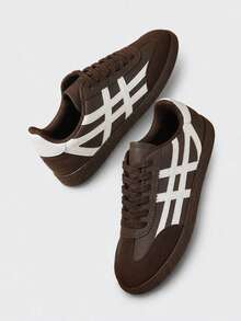 TCVC Women's Spring/Autumn 2026 New Thin Casual Flat Soft Sole Colorblock Sneakers - Brown - View 1