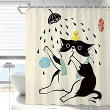 1pc New Chinese Style Auspicious Seal Waterproof Shower Curtain - Suitable For Bathroom Decor Bathroom Curtain - Easy To Clean Exquisite Home Decor, Bathroom Partition Curtain Decorative Shower Curtain, Bathroom Accessories Home Decor Gift - Includes 12 Hooks - Multicolor - View 8