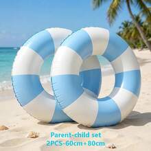 1 pieza Aro inflable de natación a rayas rosa y blanco estilo macaron, tubo flotante de piscina grueso y duradero, aro de natación con estética vintage, adecuado para vacaciones de verano en la playa, fiesta de piscina en parque acuático, ocio, relajación en natación al aire libre, accesorios de agua para viajes - Estilo retro - Ver 15