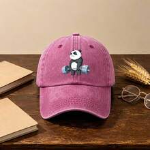 1pc Gothic-Style Casual Washed Men Hat,Panda Printing, Unisex Fashion, Provides Shade & Sun Protection, Perfect For Outdoor Activities. - Multicolor - View 4