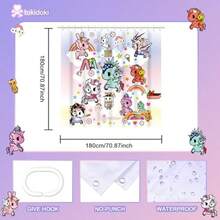 Waterproof Shower Curtain Cute Bath Shower Curtain With Holder For Bathroom And Bedroom And Party Decoration - Unicorn Child S2 - View 2