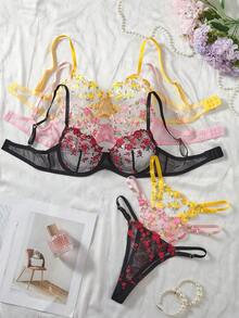 女款性感內衣三件套，混色，性感大膽女款內衣套裝 - 彩色 - 查看 2