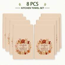 2/4/6/8件組趣味標語浴室毛巾，秋季主題禮品，「Enjoy Simple Life」裝飾手巾，適用於客房浴室、盥洗室與半衛浴 - 彩色 - 查看 11