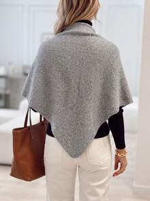 Autumn/Winter New Lazy Gentle Style Grey Knitted Triangle Shawl Outerwear With Atmospheric Vibe - Light Grey - View 2