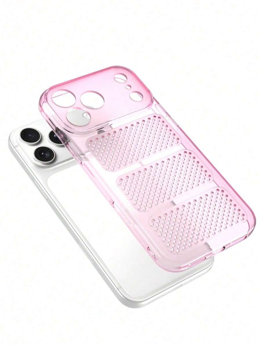 CteGlodrix 透明粉色散熱手機殼,Instant Transformation 17 TPU 中空散熱軟殼,相容 Apple 17 16 15 14 13 12 11 Pro Max Plus 系列,適合夏季使用,高溫天氣使用 - 粉色 - 查看 1