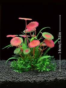 Artificial Aquarium Plant Decoration, Colorful Plastic Faux Water Grass With Lotus Leaf, Fish Tank Landscape Ornament, Suitable For Reptile Enclosure, Turtle Habitat, Tank Decor, Fixed Base, Non-Living Plant, Easy To Clean Aquarium Decoration - A - View 4