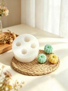 4pcs Small Pumpkin Shaped Aromatherapy Candle Silicone Molds Home Decor/Gift Plaster Molds, Handmade Epoxy Resin Casting Molds, Art Decoration Clay Plaster Molds/Non-Stick Easy Release/Heat Resistant - White - View 4