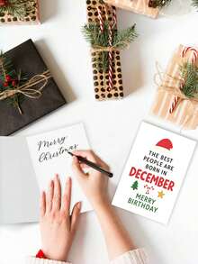 1pc December Birthday Christmas Card With Envelope - "Born In December" Festive Greeting For Friends & Family, Blank Inside - View 4