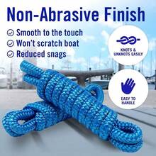 Boat Lines, 3/8 Inch Double Braided Nylon 6 Ft With Loop, 2 Pack, Blue, Buoy, Jet Ski Mooring, Docking Small Boat Bumpers - Sky Blue - View 5