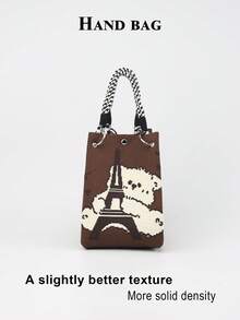 1pc Cute Cartoon Animal Large Capacity Lightweight Handbag, Suitable For Commuting, School, Travel, Portable Matching With Clothes, All Seasons - Multicolor - View 7