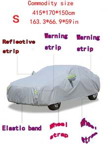 190T Silver Coated Fabric Lightweight Full Car Sun & Rain Protection Cover With Reflective Strip, Dustproof And Breathable - Silver - View 10