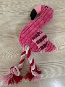 Plush Flamingo Pet Toy With Sound, Helps Teeth Grinding And Puzzle Solving, Corduroy Fabric - Red - View 8