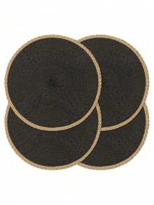 4/6pcs 15 Inch Black Round Woven Placemats, Washable, Wipeable, Heat-Resistant, Suitable For Holiday Parties, Indoor/Outdoor Daily Use, Birthday Parties, Wedding Dinners, Home Kitchen Dining Table Decoration Non-Slip Mats - Brown - View 10