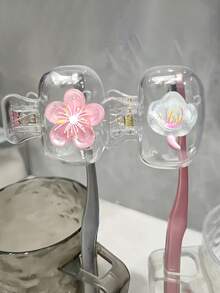 Soporte para cepillo de dientes transparente con purpurina en forma de melocotón, se adapta a todos los tamaños, con orificios de ventilación, mantiene la cabeza del cepillo de dientes limpia y seca. Funda para cepillo de dientes transparente a prueba de polvo con diseño de melocotón, perfecta para la protección del cepillo de dientes de viaje de mujeres y niñas, funda para cepillo de dientes portátil e higiénica, accesorio de baño lindo para un baño hermoso, viaje, uso diario, funda para cepillo de dientes transparente con clip, adecuada para el hogar y el viaje, regalo familiar, regalo de vuelta a la escuela - Multicolor - Ver 1