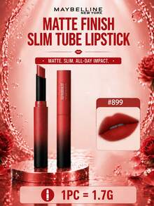 Maybelline Matte Slim Lipstick #899 1.7g, tekstur cokelat, hasil akhir matte, tidak membuat bibir kering, ringan dan lembut, membuat bibir tampak lebih penuh, sempurna untuk pemotretan sehari-hari. - Lipstik Matte Slim Maybelline 899 - View 5