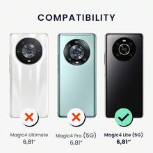 Honor Magic4 Lite 手機殼，含相機保護，薄型防震彈性黑色磨砂軟矽膠保護套 - 黑色 - 查看 3