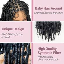 Janyuwool 36" Butterfly Locs Full Lace Knotless Braided Wigs For Black Women Lace Frontal Braid Wig Human Hair Blended Full Double Lace Braided - ColorE - View 4