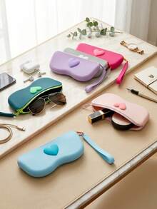 Heart-Shaped Silicone Glasses Case, Portable Fashion Glasses & Eyeglasses Storage Bag, Dust-Proof, Pressure-Resistant, Easy To Clean, Lightweight & Easy To Carry, Suitable For Daily Commute, Travel, Outdoor Use, Unisex, Versatile & Practical Eyewear Storage & Protection Accessory - Multicolor - View 10
