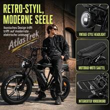 Bicicleta eléctrica todoterreno retro para adultos, motor de 250 W de potencia máxima, batería de 48 V y 15 Ah, neumáticos anchos de 20 x 4", velocidad máxima de 25 km/h, autonomía de 50 a 60 millas. - Negro - Ver 7