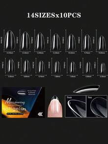 Fake Nail Tips, Used For Nail Extension, Full Cover Artificial Nails, Acrylic Material, Short Artificial Nails, American Capsule Long Soft Gel Almond Shape Nails, DIY - Clear - View 14