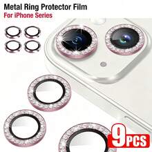XINHONGYU 18 Pro Max Ultra HD 鏡頭保護貼，9H 超薄鋼化玻璃相機蓋，金屬吸震鏡頭環，防刮耐磨，相容手機殼，適用於 iPhone 17 Pro Max/17 Pro/17 Air/17、15 Pro Max/15 Pro/15 Plus、14 Pro/14 Plus、13/12/11，完美貼合 - 粉色 - 查看 15