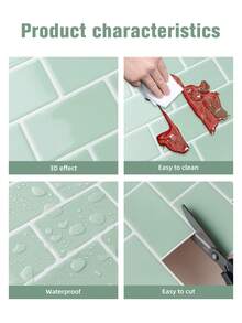 WalDecoo 1/10/20pcs Self-Adhesive Subway Tile Wall Stickers, Mint Green Thickened 3D Wall Tiles With Commercial Grade Backing, Suitable For Kitchen, Bathroom, Laundry Room, 9"X6"(30.5cm*15cm) - Mint Green Toy Train - View 3