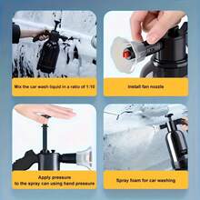 2L Hand Pump Foam Sprayer Car Wash Pressure Foam Cannon Cleaning Degreasing High-Pressure Foaming Tool Adjustable Nozzle Home Kitchen Auto Detailing Use, Without Battery - 2L - View 7