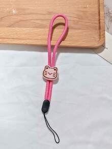 1 Stück Stück einfarbige verstellbare dünne Nylon-Handgelenk-Schlaufe für Handy, niedliche Cartoon-Katzen-Gesicht-Dekoration Anti-Verlust-Handgelenkband, geeignet für tägliche Kombination als Schlüsselanhänger, Taschenanhänger-Accessoire - Verschiedenfarbig - Übersicht 10